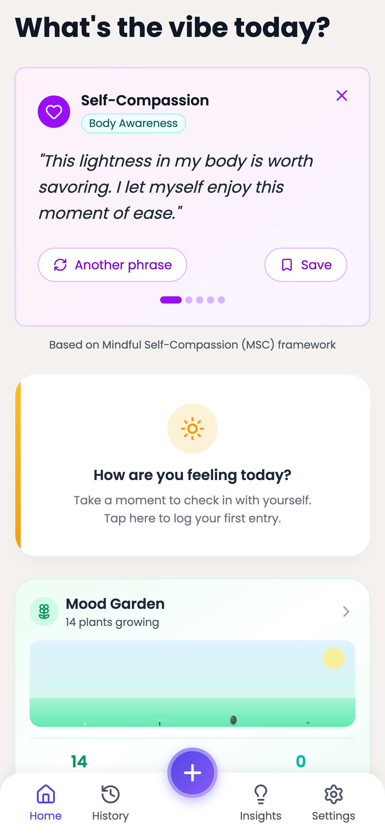 Vibbrancy app home screen
